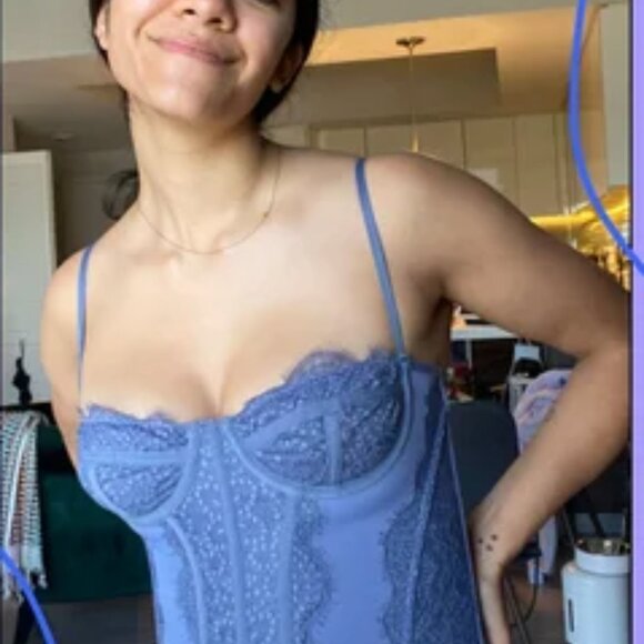 Urban Outfitters Out From Under Blue Lace Corset Top – Size M - Picture 2 of 4